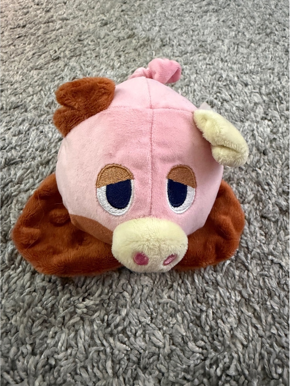 Bark Plush Dog Toy - Soft Pink and Brown Pig Design Crinkle Squeak Small